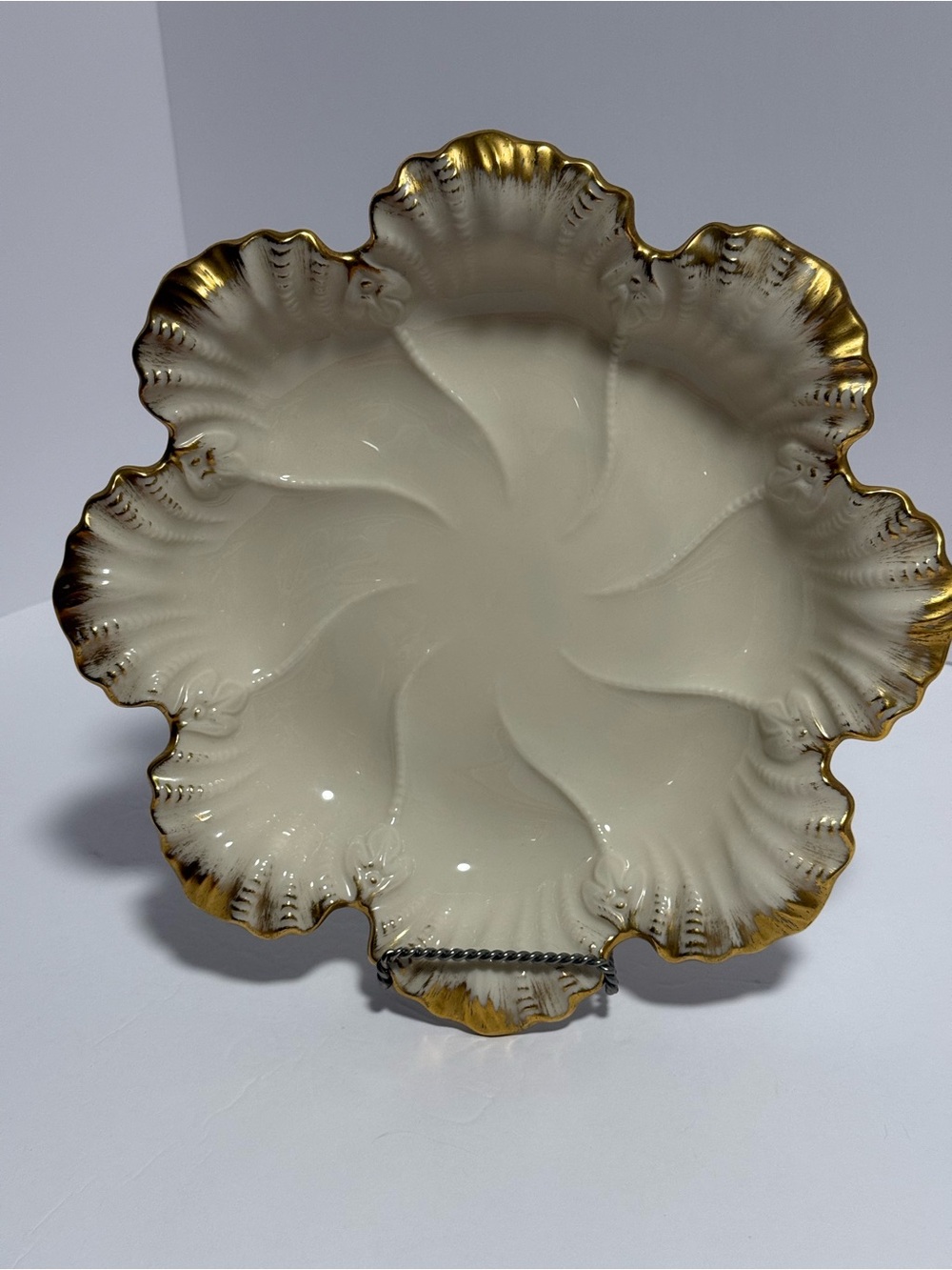 Vintage Lenox 24K Gold Trim 6-Well Oyster Plate 10"